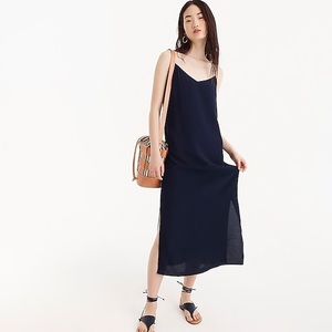 NWT J.Crew • Midi Button-Back Slip Dress